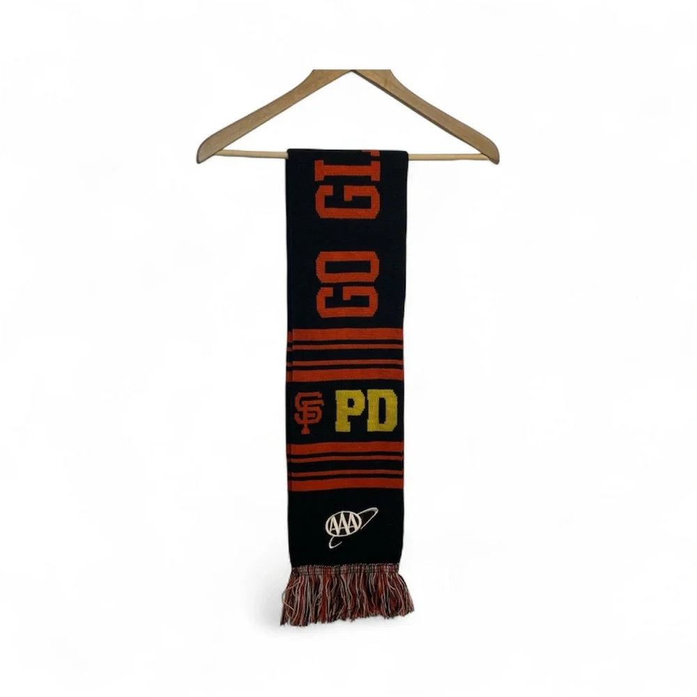 SF San Francisco Giants Black and Orange Scarf with SFPD Law enforcement Logo